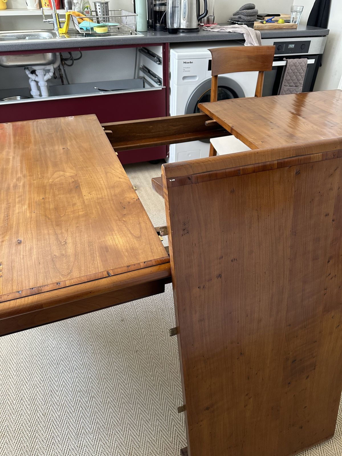 Cherry Wood Dining Table And Chairs Set photo for sale