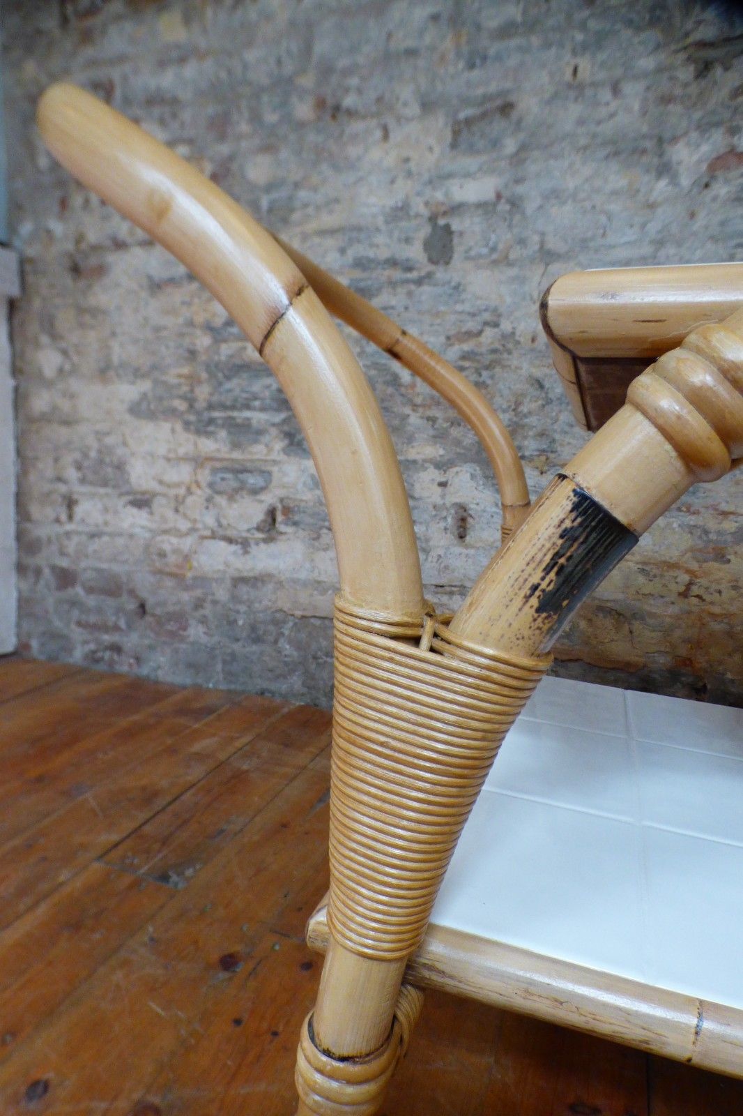 287.0 Mid Century Retro Boho Bamboo Tea / Cocktail / Side Table Trolley Uk  Delivery photo