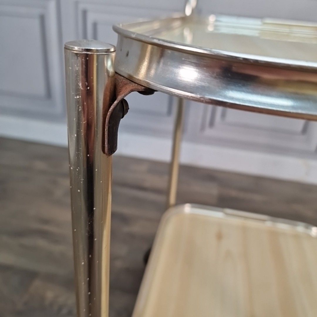 photo vinterior Vintage Drinks  Tea Trolley Brass Effect Serving Cart Retro Cocktail Trolley