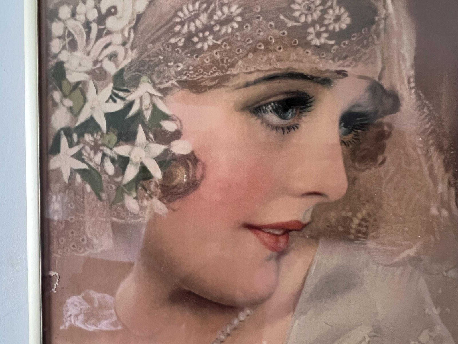 Genuine 1927 Pompeian Beauty Yard Long Calendar Print, "The Bride" By Rolf Armstrong, Framed Antique Art Deco Flapper Poster Advertising Art photo for sale