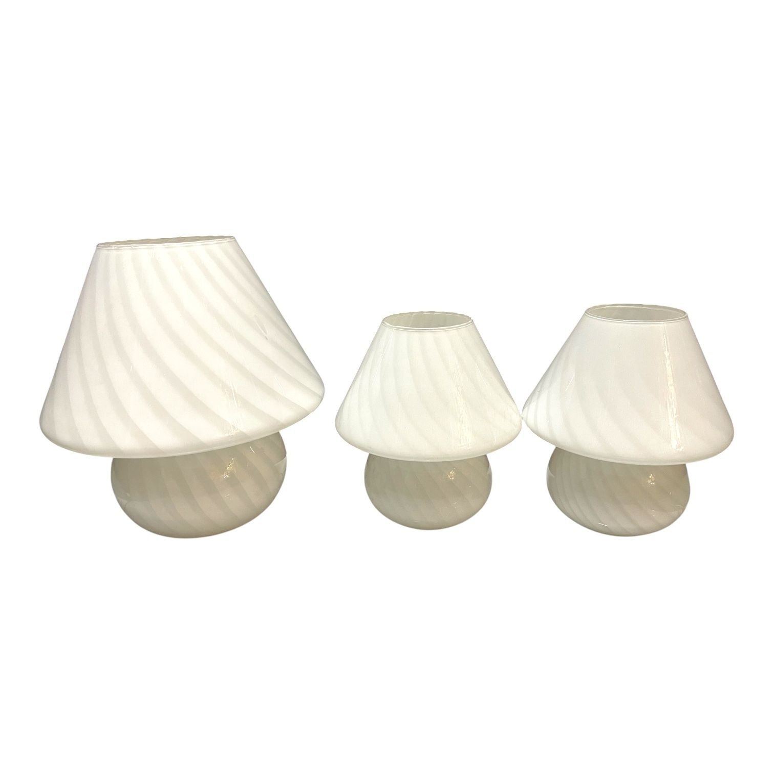 Murano Glass Mushroom Table Lamps Set Of 3