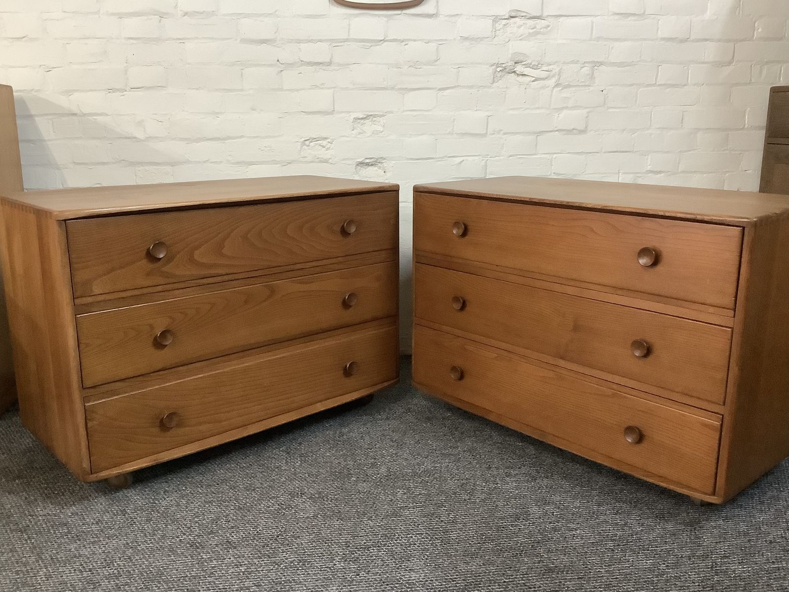 photo furniture Ercol Bedroom Furniture Suite. Early Windsor Models Produced England 1956.