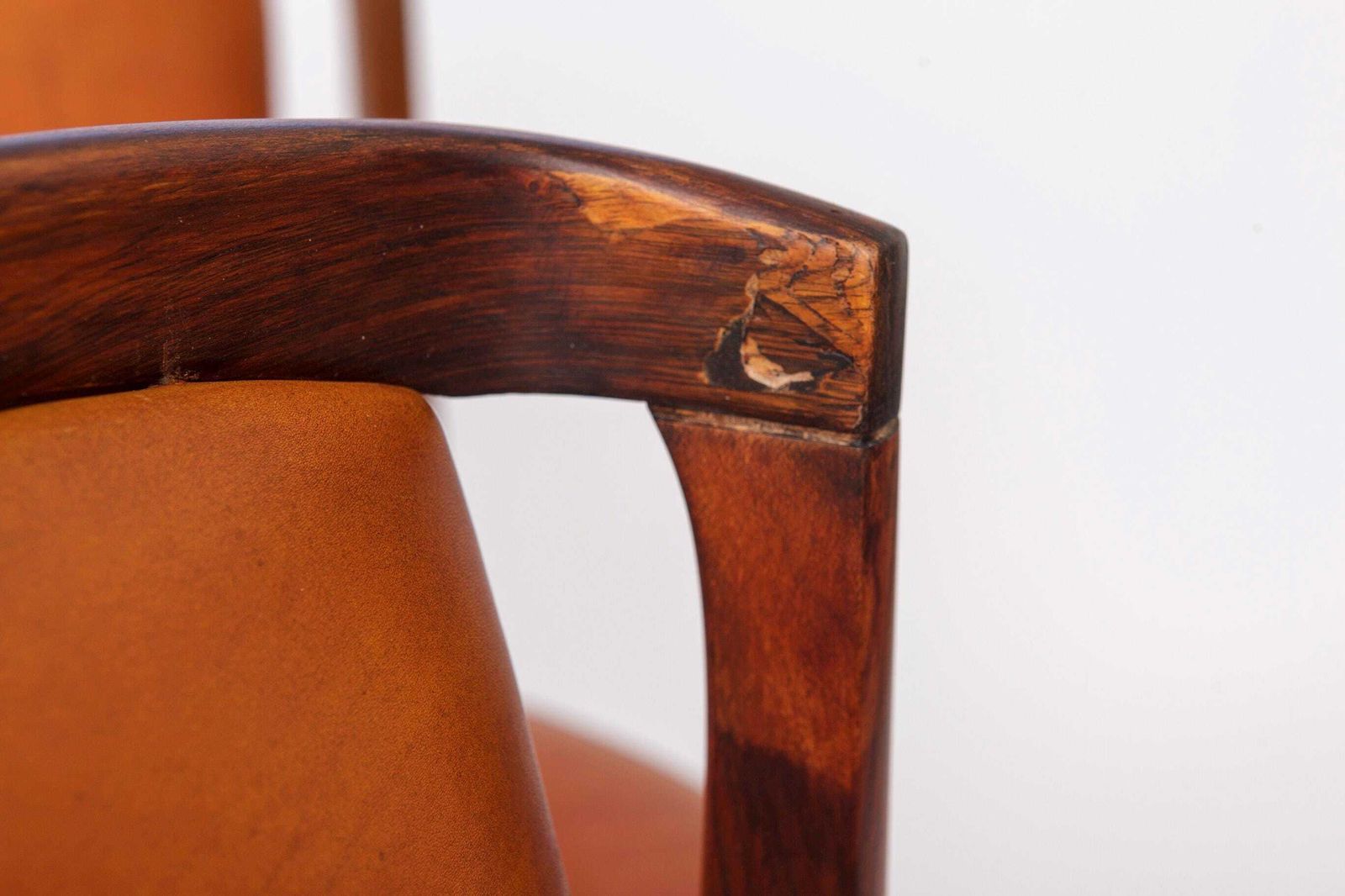 Set Of 4 Erik Buch Rosewood Dining Chairs Cognac Leather Danish Mid Century Modern 1960s photo for sale