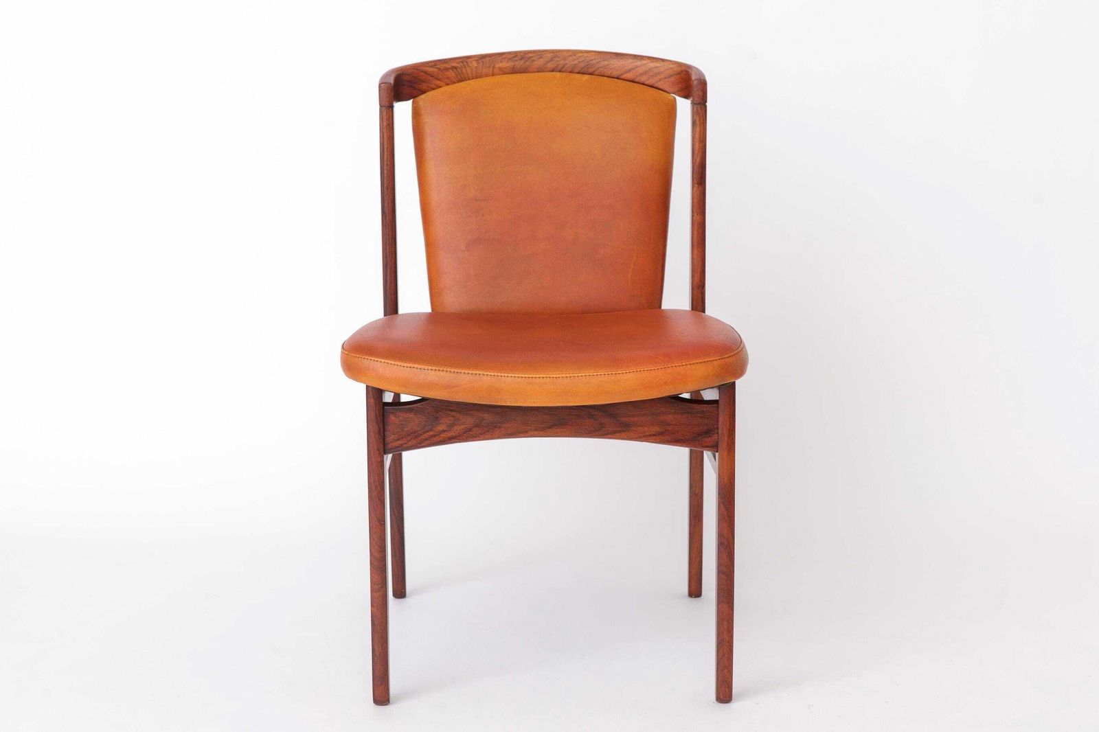 Set van 4 Erik Buch palissander eetkamerstoelen – cognackleurig leer – Deens mid-century modern, jaren 1960 photo Meubels