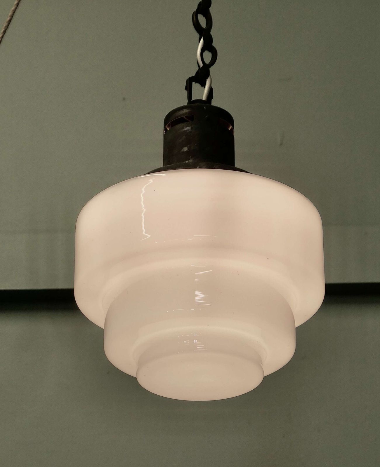 Odeon Industrial Style Opalescent Hanging Light Shade A Stylish Art Deco Light Shade photo vinterior