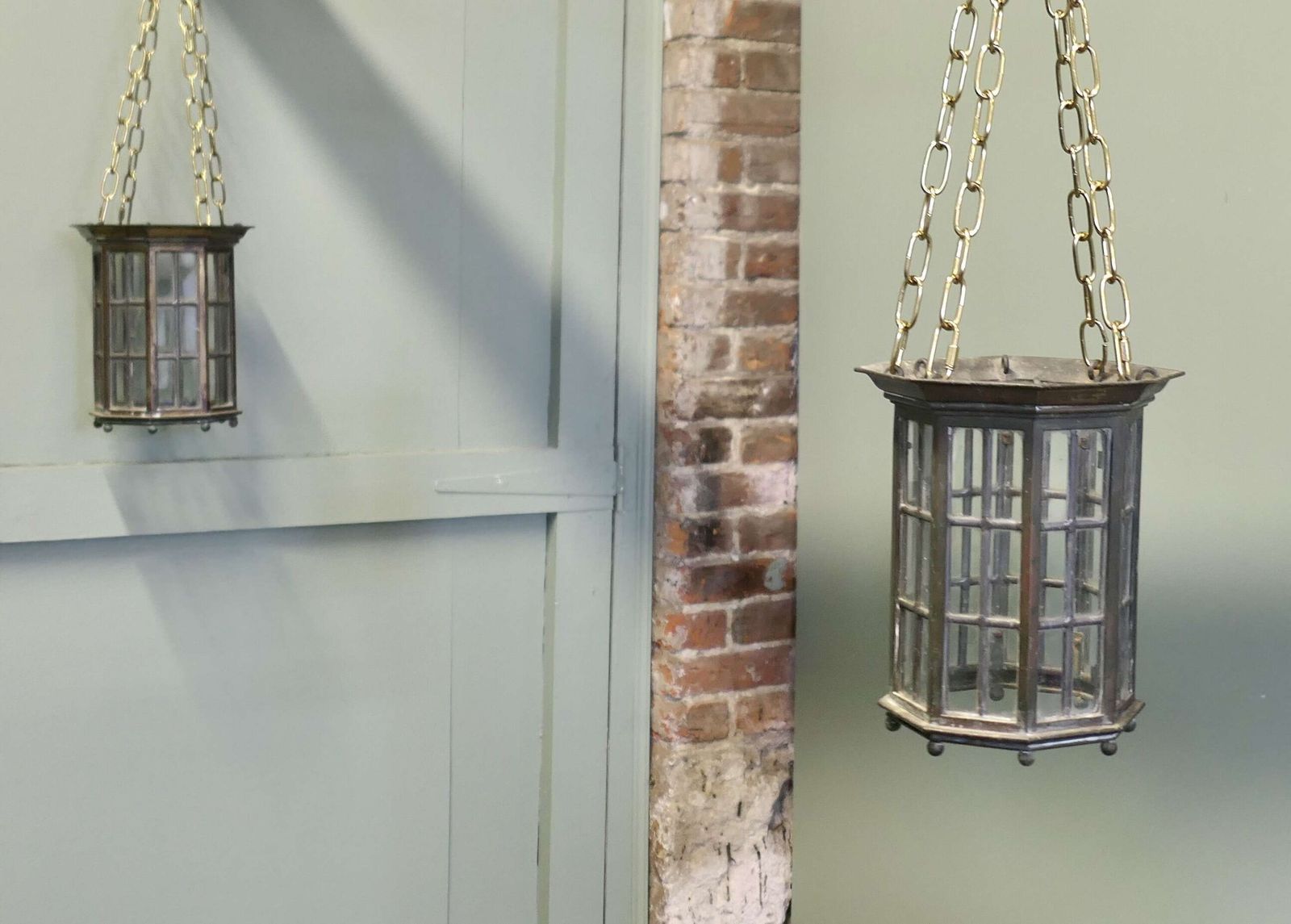 A Pair Of 19th Century Bronze Lantern Ceiling Light Shades This Is A Very Rare Pair
