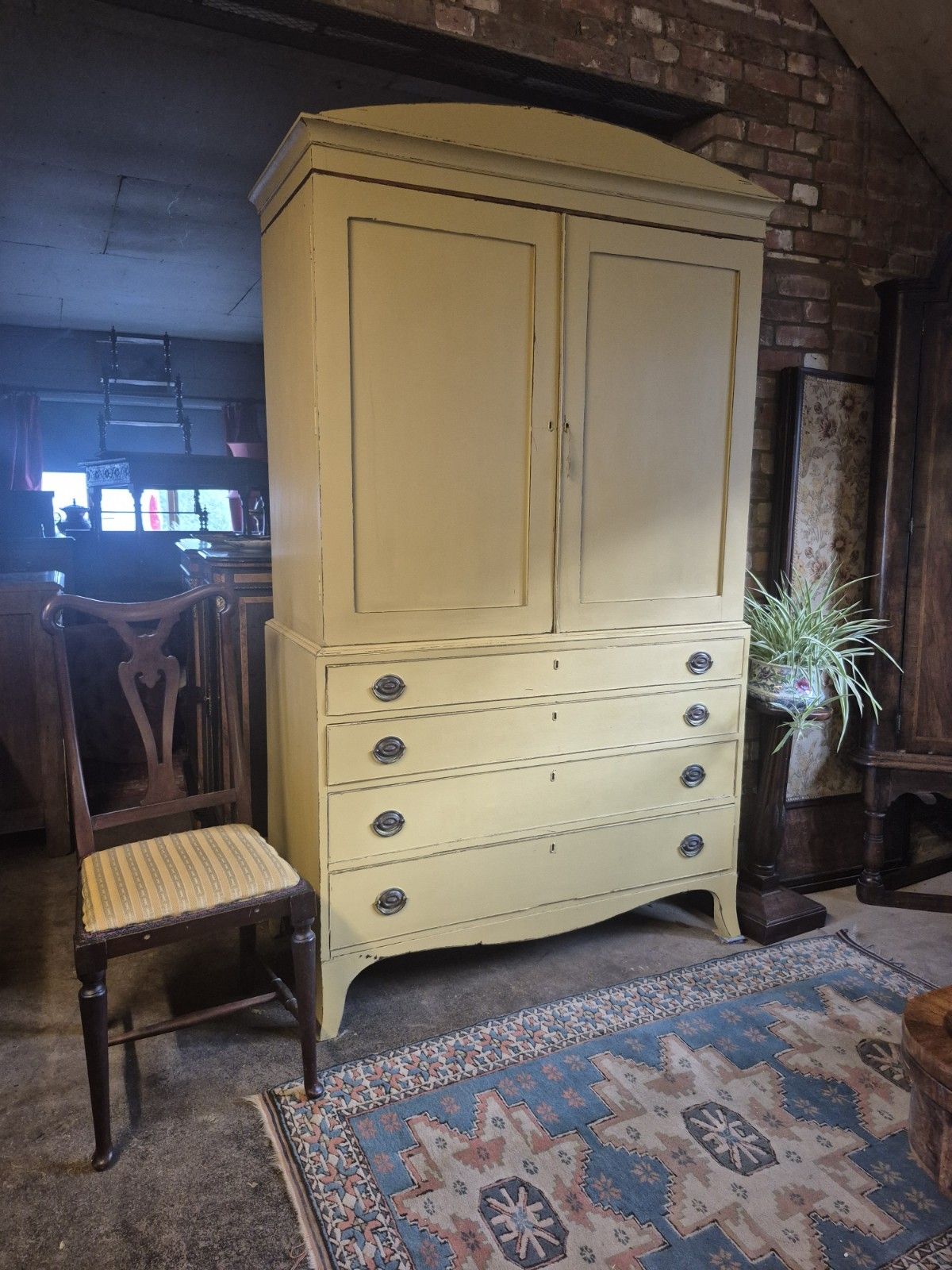 Fabulous C1820 Rustic Country House Yellow Regency Larder Cupboard Linen Press photo for sale