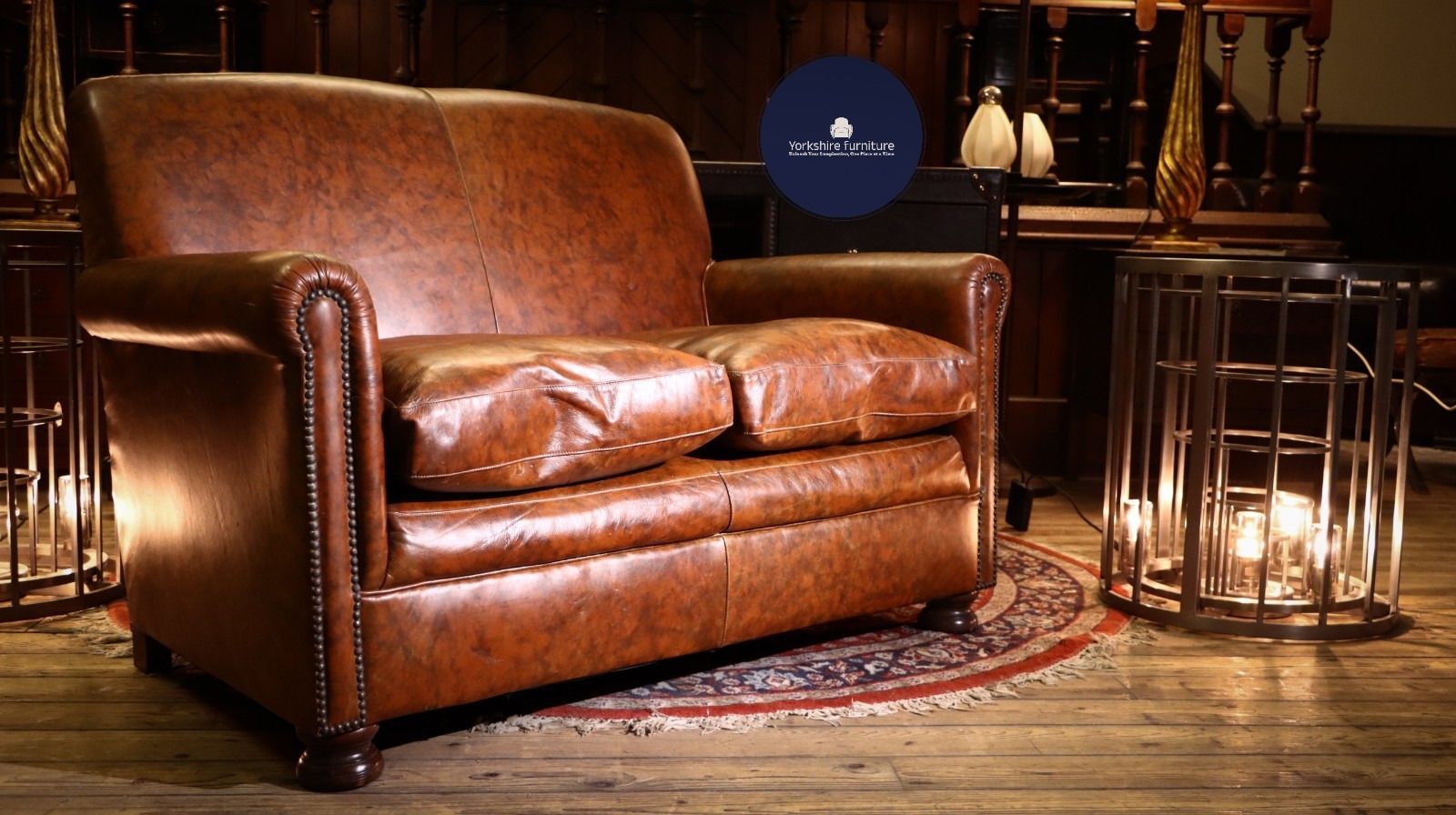 Stunning Tetrad Prince Midi 2 Seater Leather Club Small Sofa Brompton Tan 🚚🇬🇧