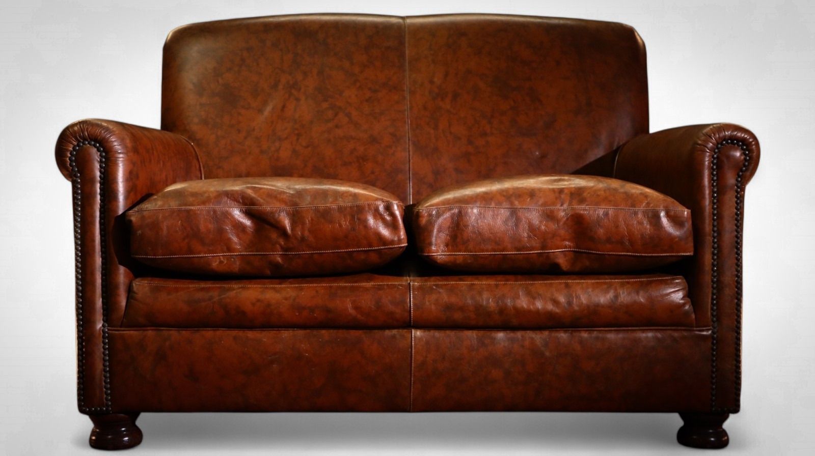 Stunning Tetrad Prince Midi 2 Seater Leather Club Small Sofa Brompton Tan 🚚🇬🇧 photo for sale