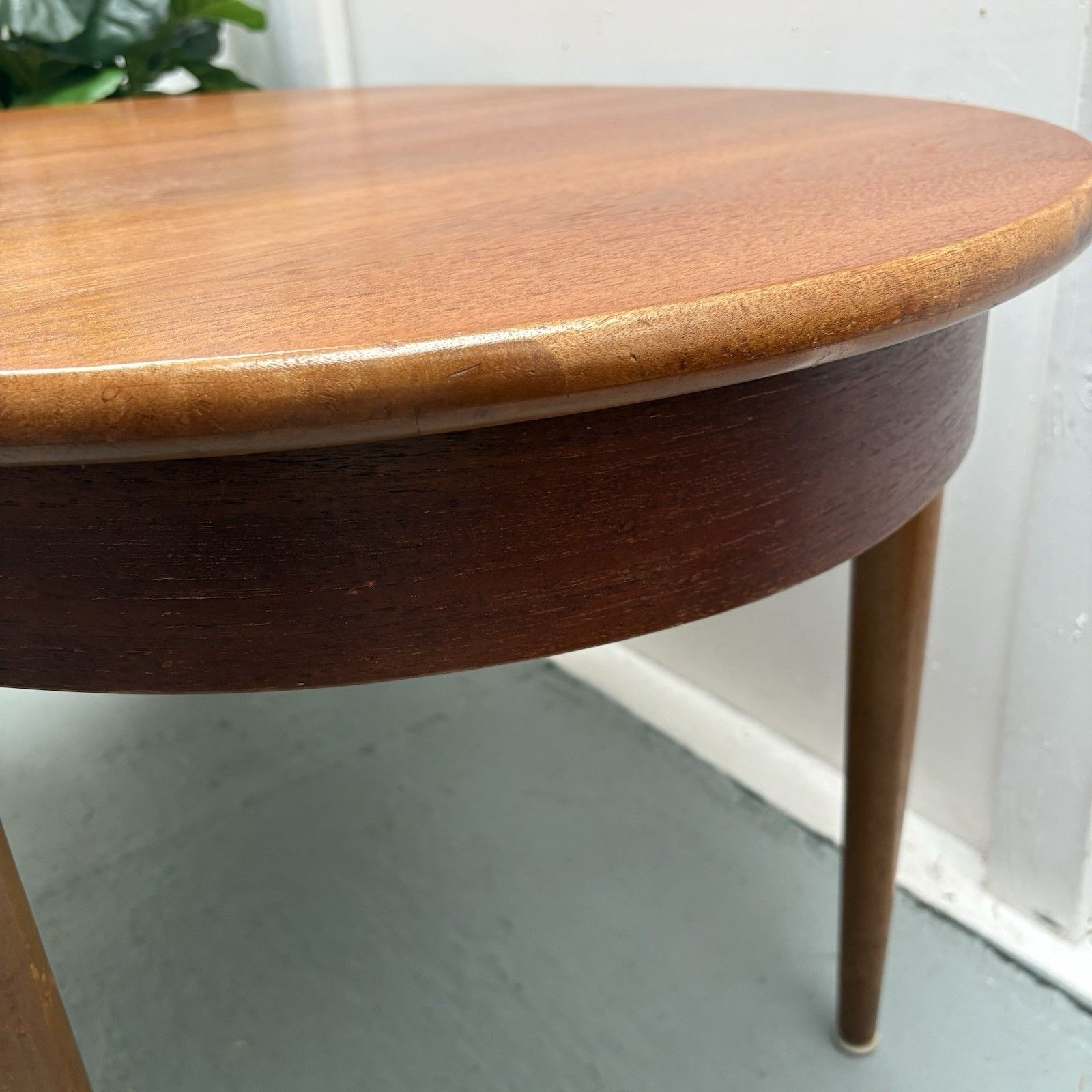 Compact Midcentury Oval Extending Teak Dining Table By Jentique C.1960s photo vintage