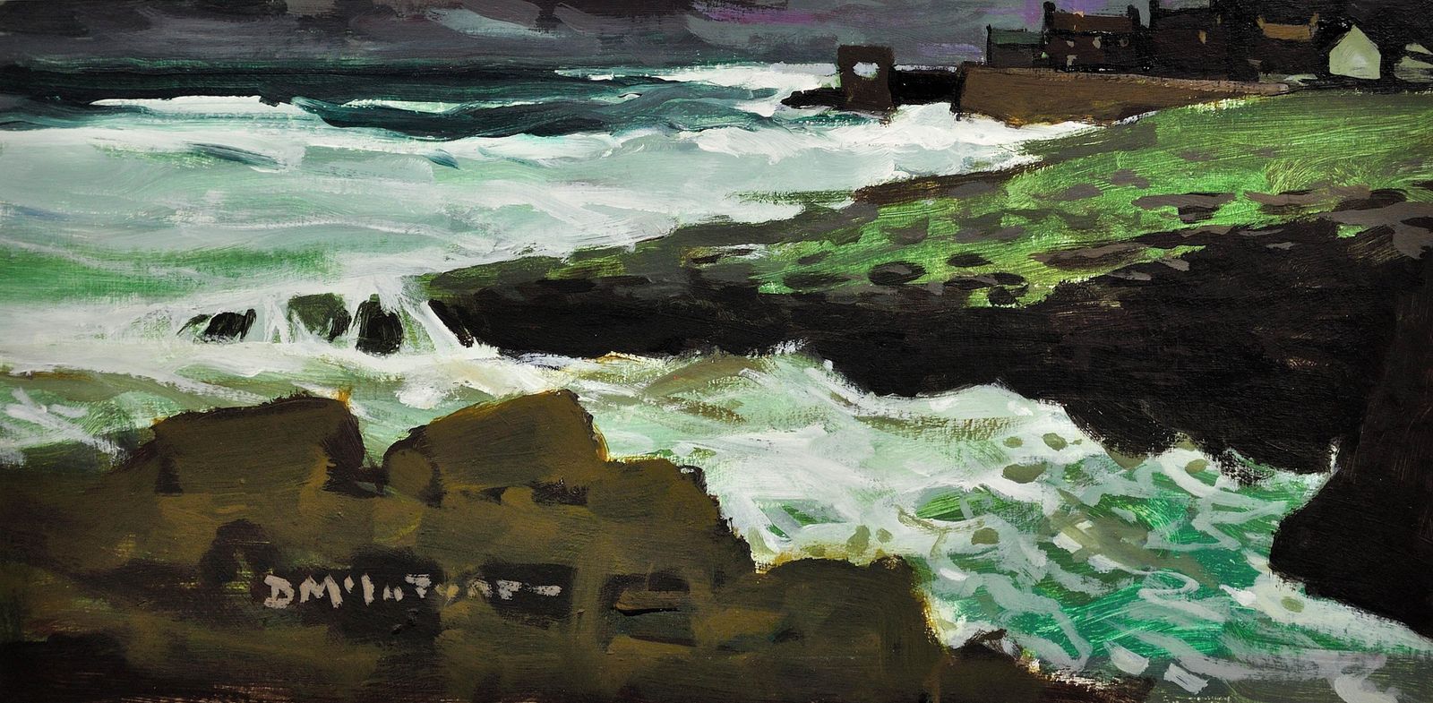Donald Mcintyre 1923 To 2009. English. Craster From North. Northumberland. Oil On Board. Framed. photo furniture