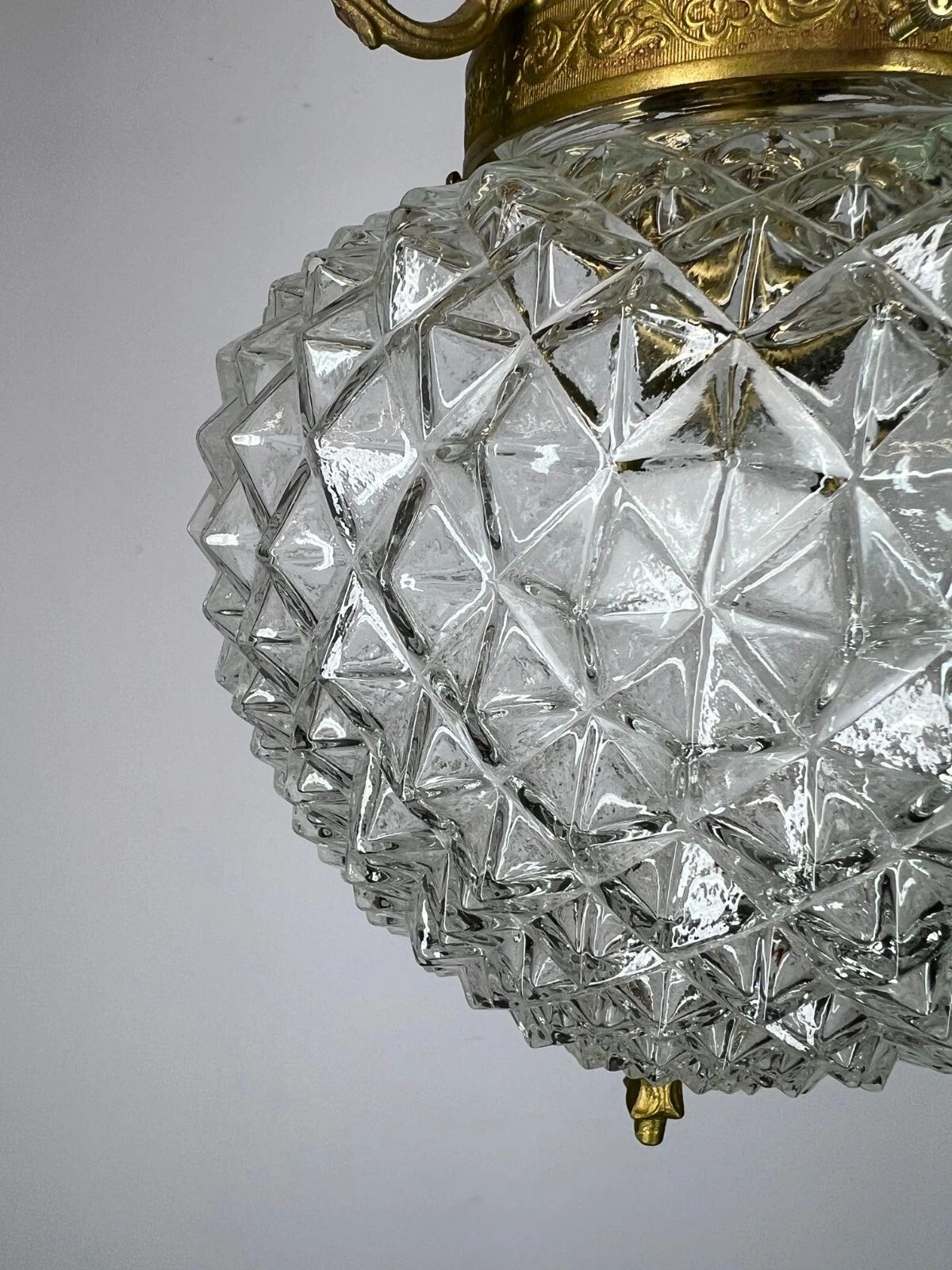 Ceiling Lamp Vintage Style Brass And Pressed Crystal Pendant Chandelier Lot 5253 photo 299.0