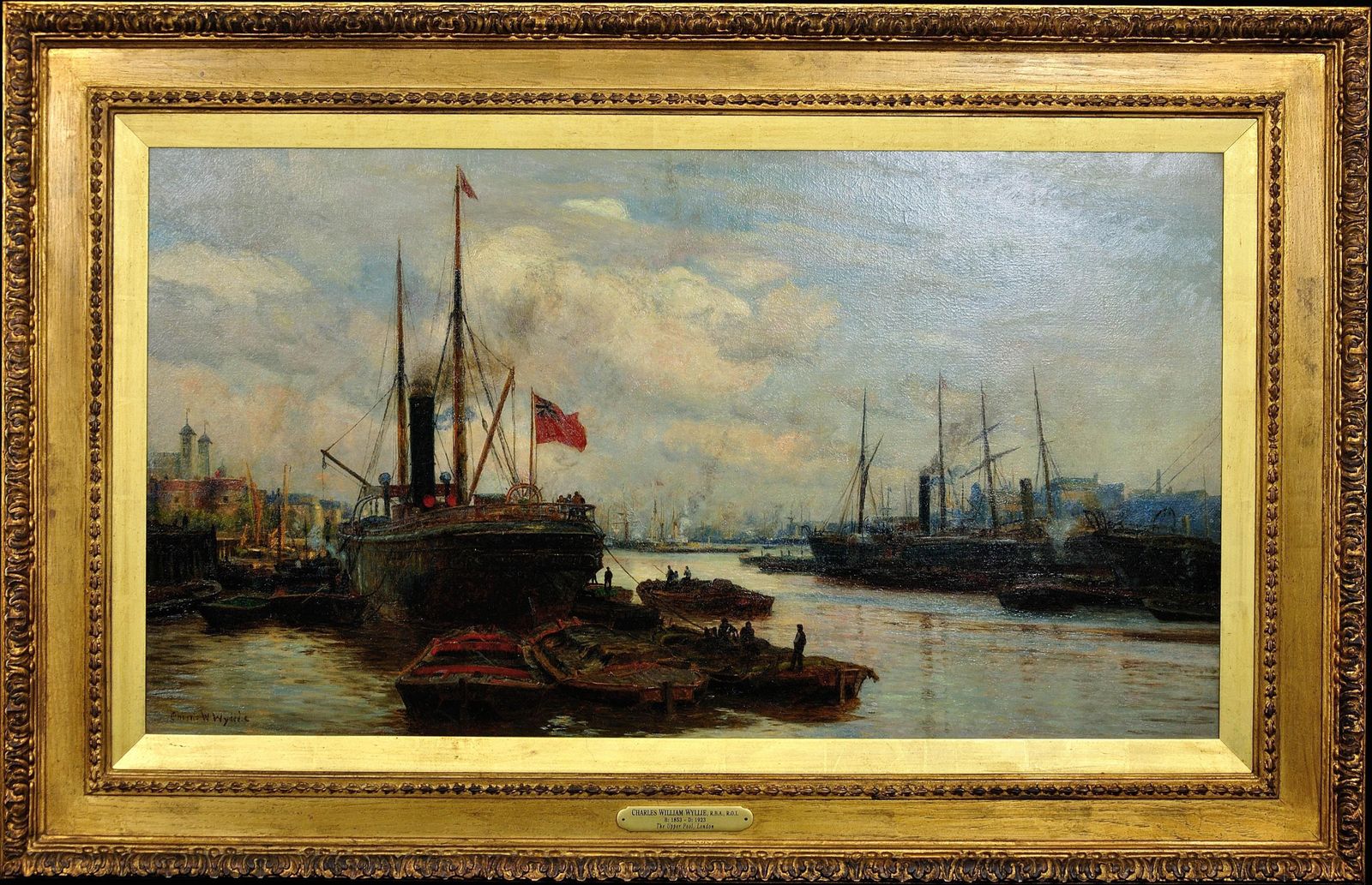 The Upper Pool River Thames 1880s Maritime London Docklands, ingelijst olieverfchilderij
