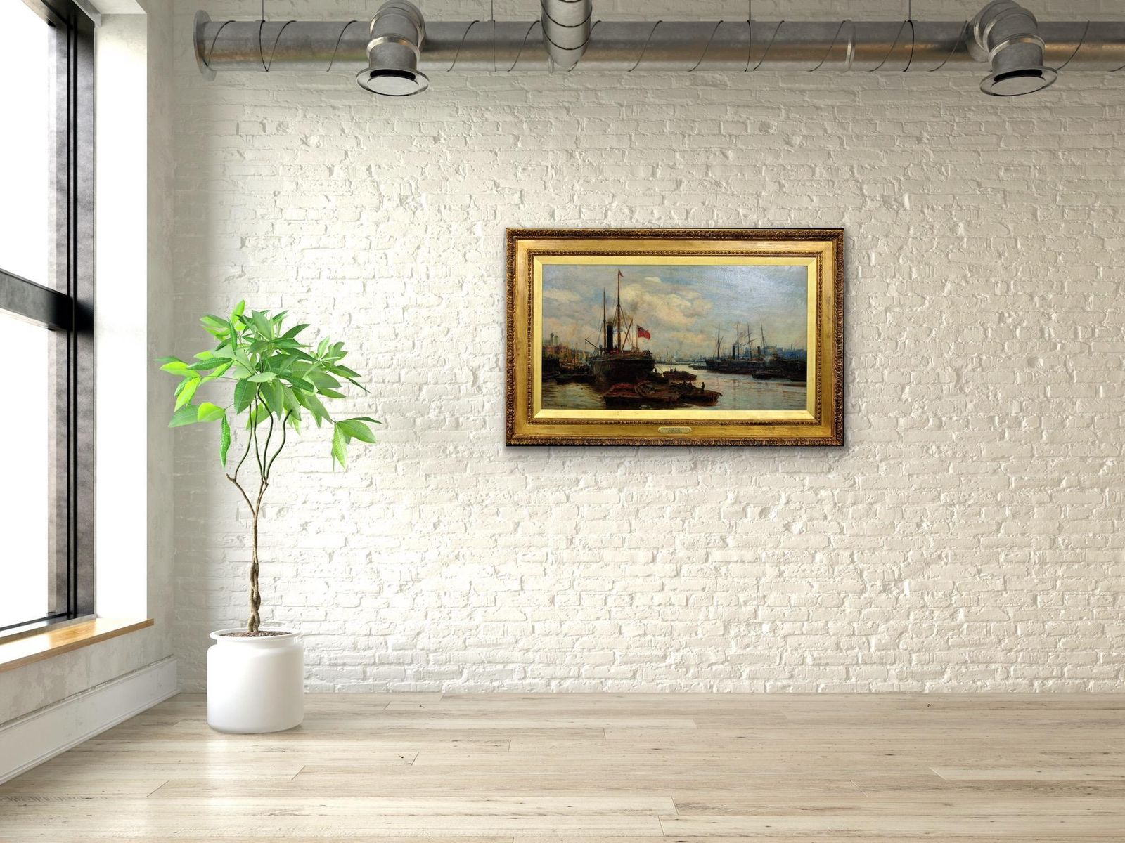 photo buy The Upper Pool River Thames 1880s Maritime London Docklands, ingelijst olieverfchilderij