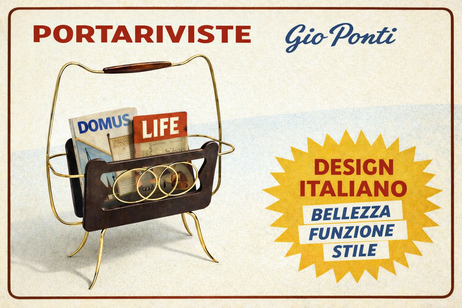 photo furniture Mid Century Magazine Rack / Design By Gio Ponti / Italy '50