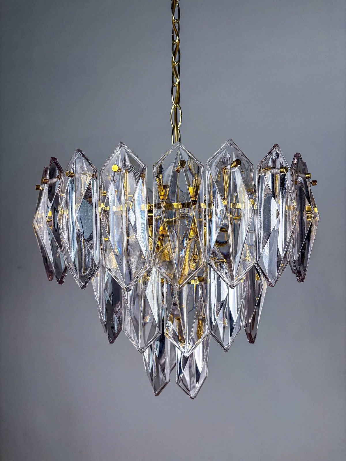 Jt Kalmar Chandelier Cut Glass 3 Tiers Austria 1970s photo for sale