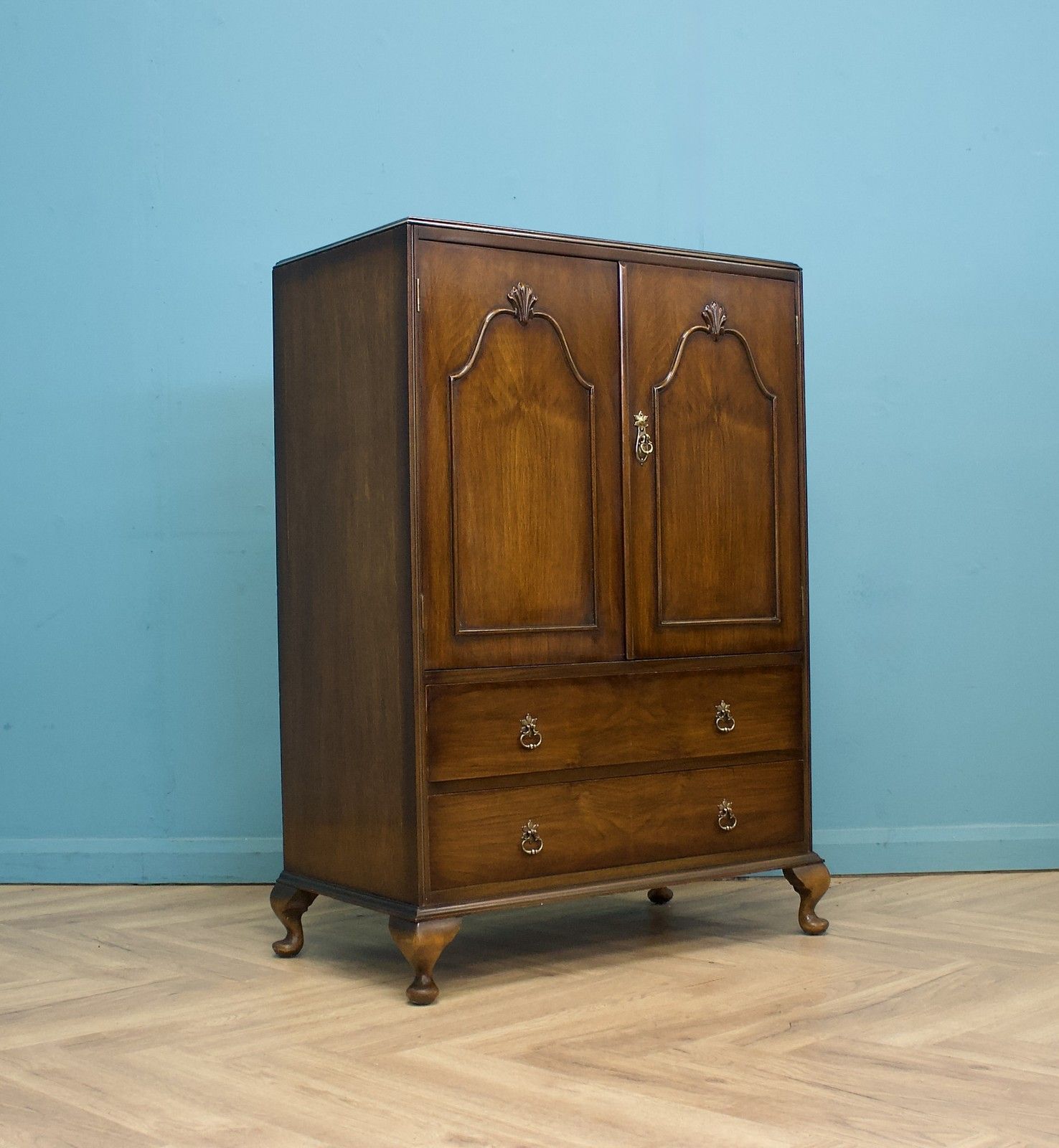 Vintage Art Deco Style Burr Walnut Tallboy, 1950s #1787 photo Furniture