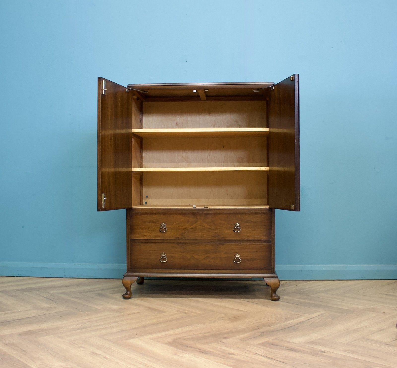 Vintage Art Deco Style Burr Walnut Tallboy, 1950s #1787 photo vinterior
