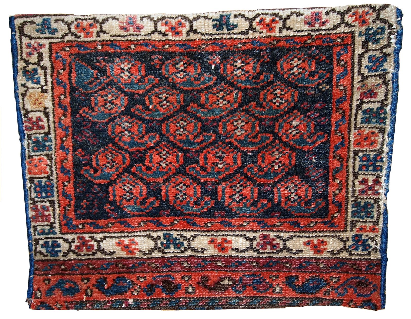 Tapis bag face d'époque, fait main, 37 cm x 46 cm, vers 1900