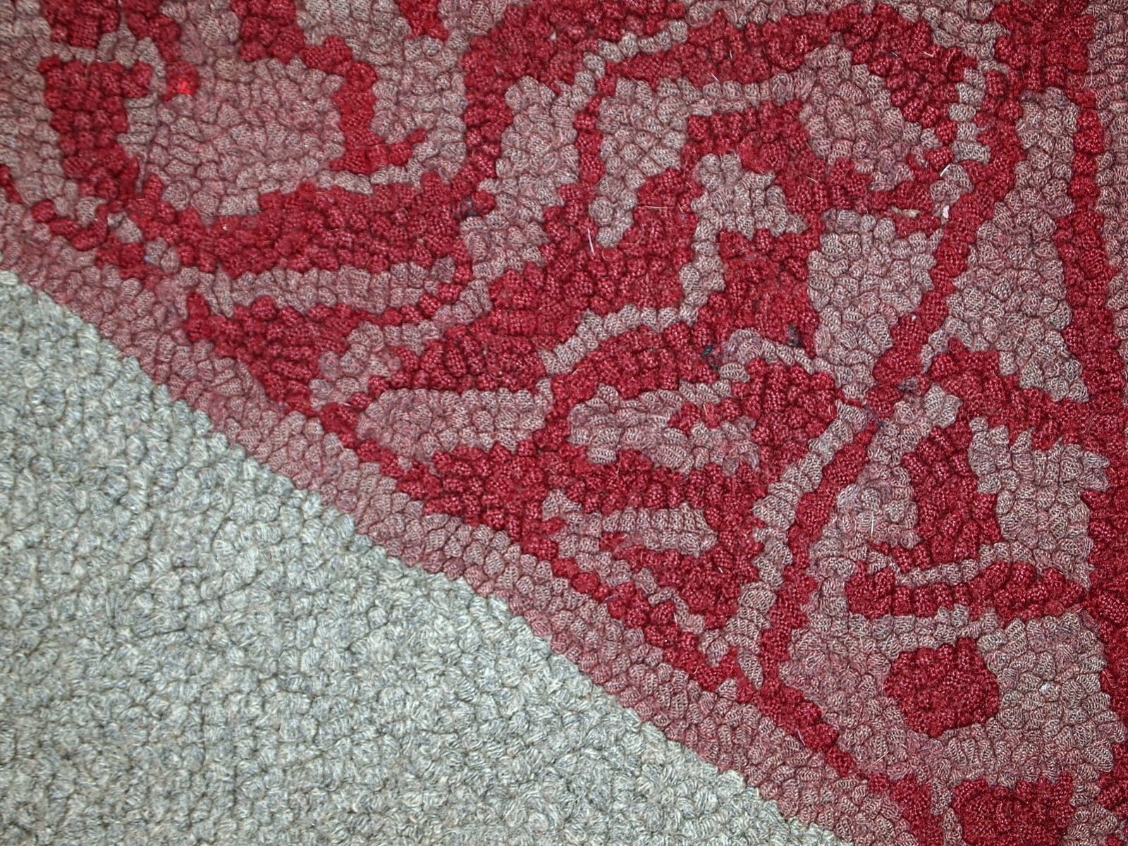 Antique American Hooked Rug 2' X 3.3' Wool Grey 1920s photo buy
