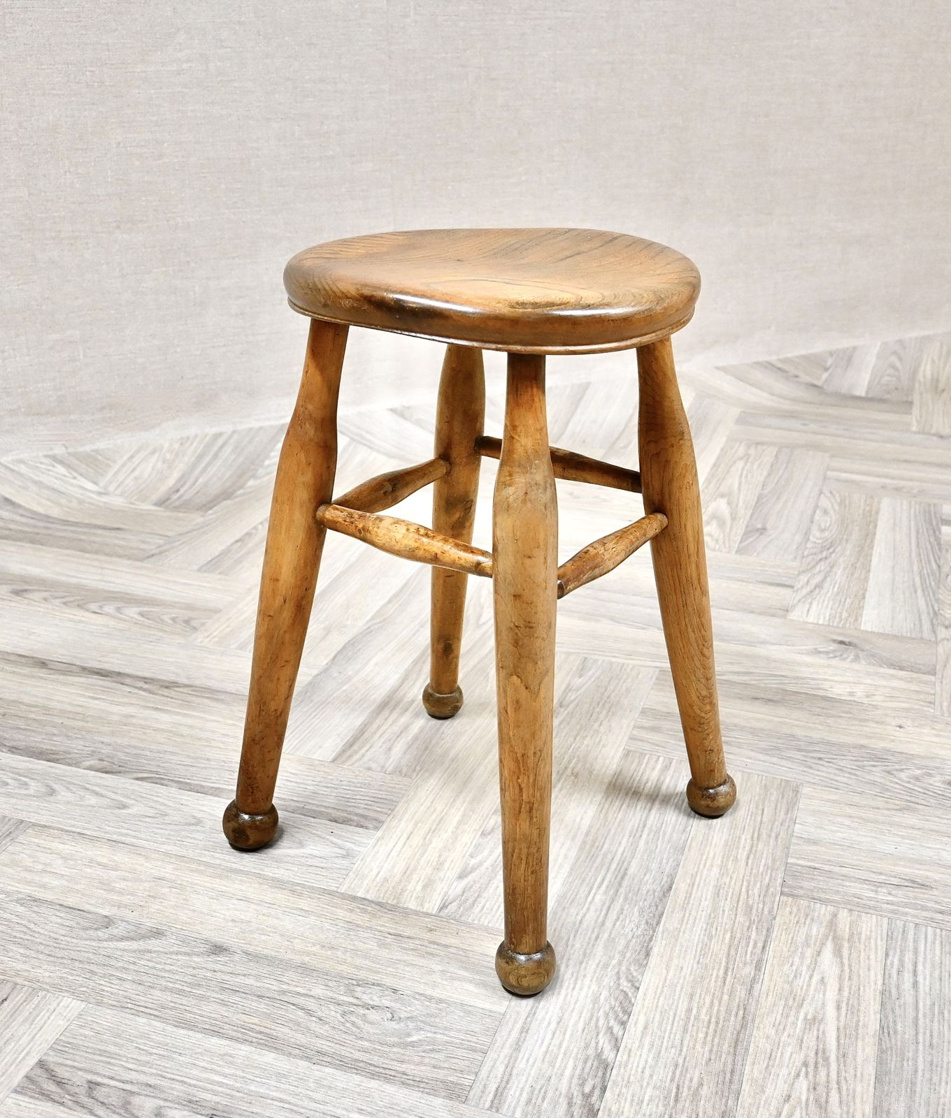 Antique Ball Footed Country Stool
