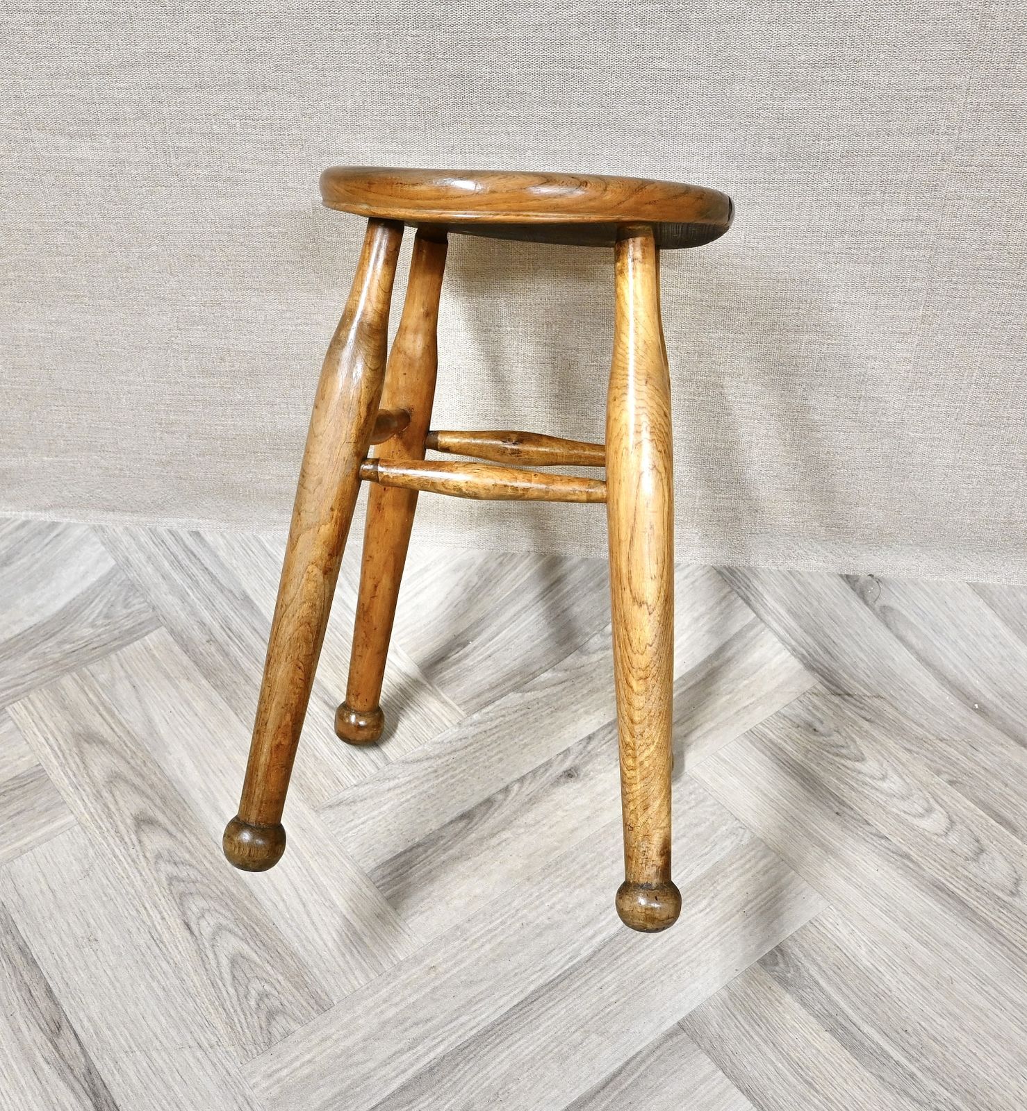 Antique Ball Footed Country Stool photo for sale
