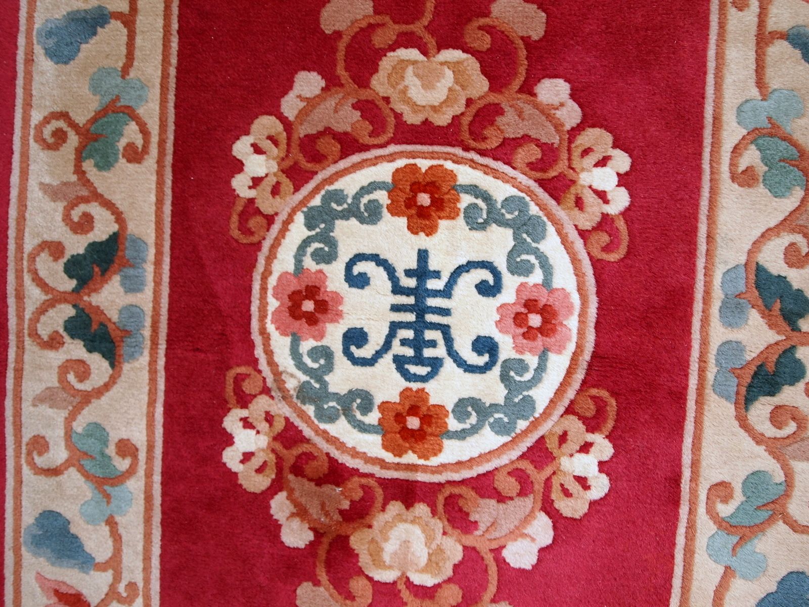 Tapis chinois Art déco en laine, fait main - 2,5' x 4,5', années 1970 photo Textiles