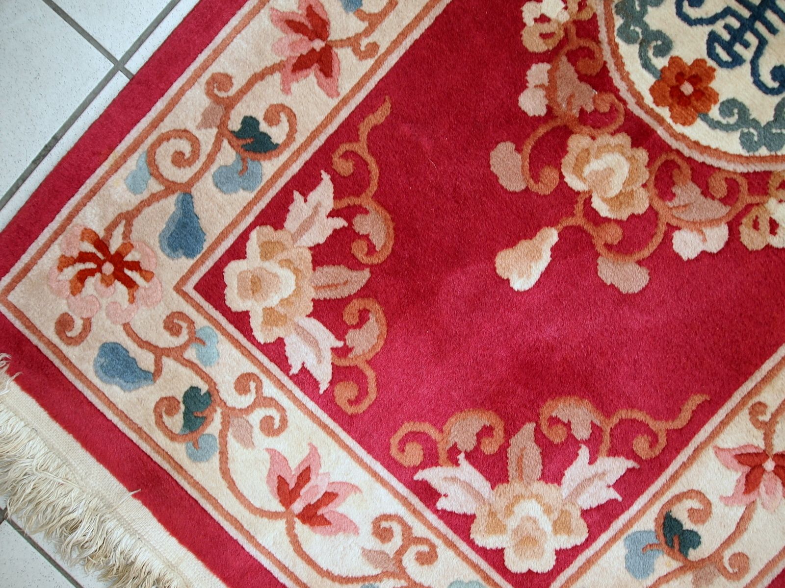Tapis chinois Art déco en laine, fait main - 2,5' x 4,5', années 1970 photo 325.0