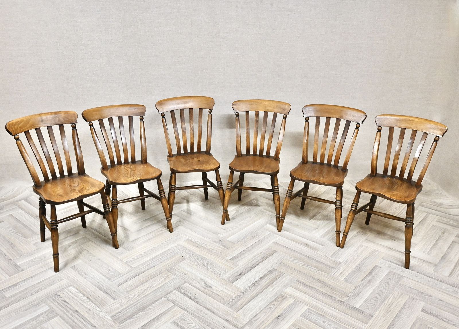 True Set Of 6 Antique Windsor Lathback Kitchen Dining Chairs photo furniture