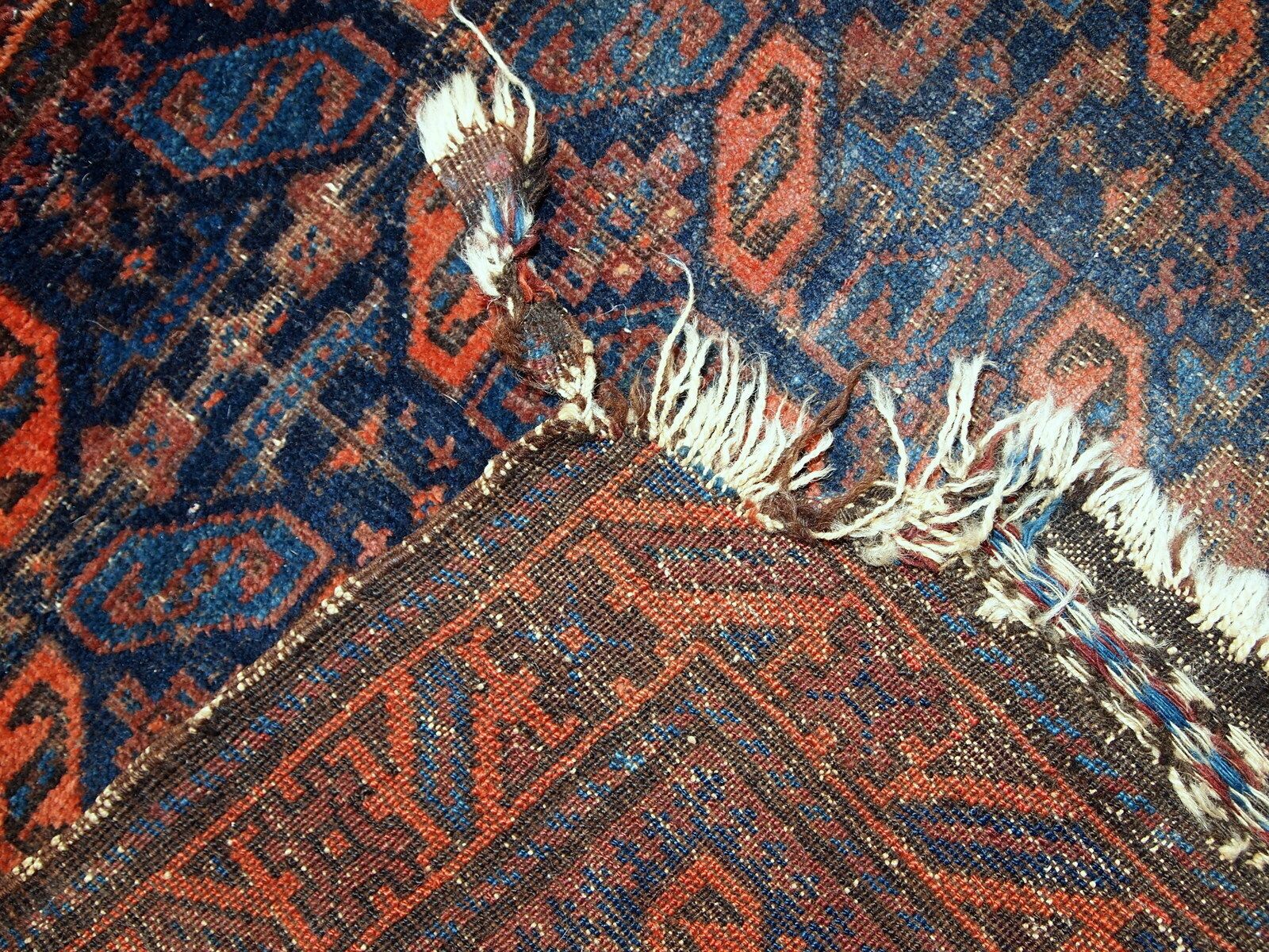 Tapis bagface Baluch afghan d'époque, 2.4' x 2.6', laine, années 1880 photo vintage