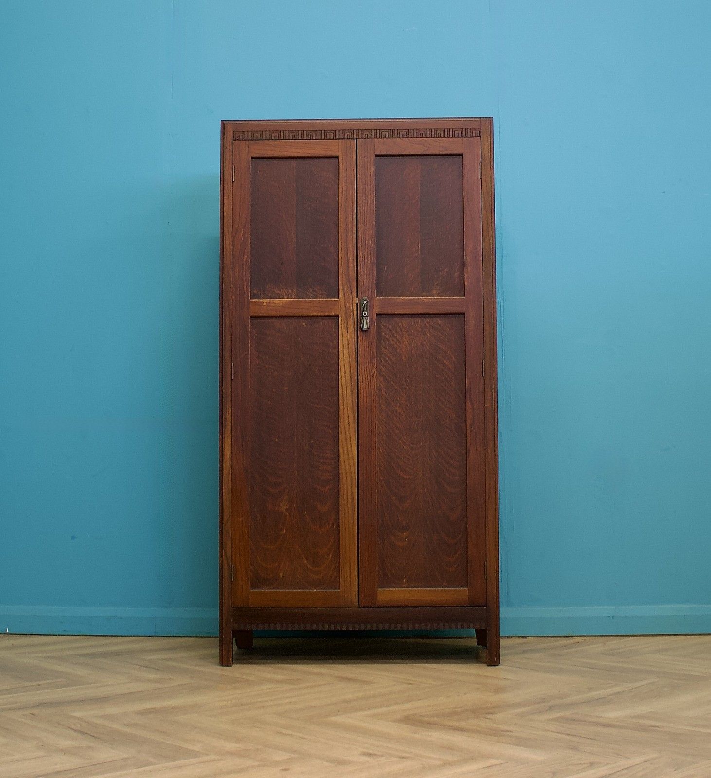 Vintage Art Deco Style Oak Compact Compactum Wardrobe, 1930s, #1788