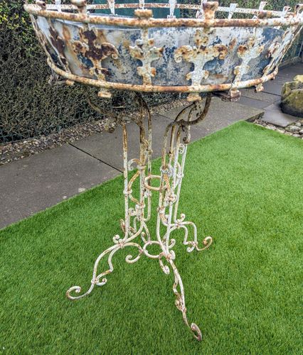 French Ironwork Jardinière Trefoil Base Circa 1880  Delivery Available 0153 photo Garden Decor