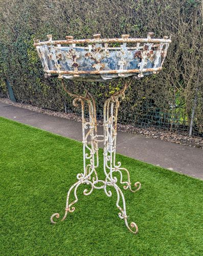 photo for sale French Ironwork Jardinière Trefoil Base Circa 1880  Delivery Available 0153