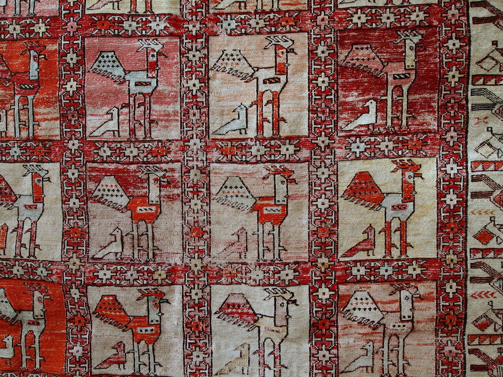 Handgemaakt vintage Sumak zijden kelim tapijt 125 cm x 183 cm, jaren 1960 photo 480.0