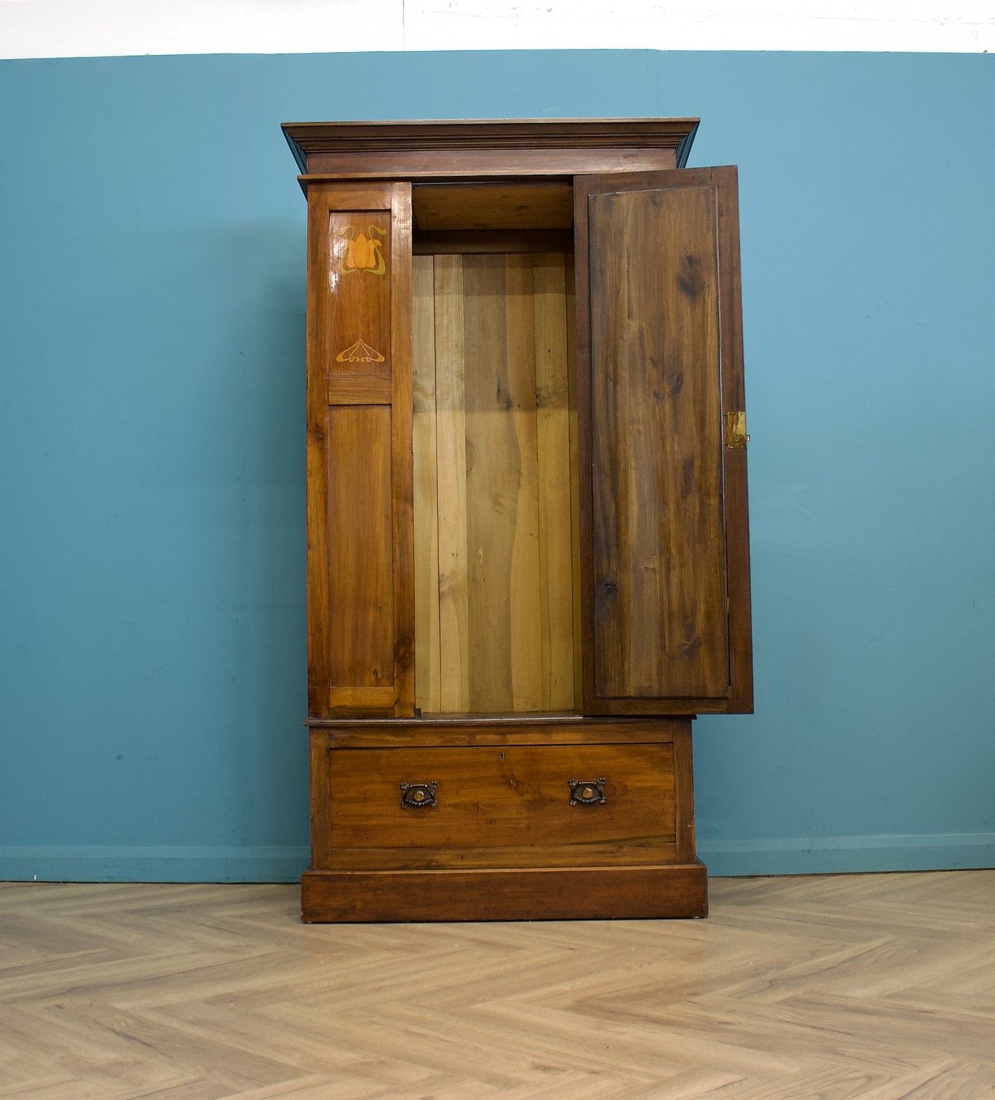 Antique Art Nouveau Mahogany Wardrobe Hall Cupboard, 1900s #1789 photo 699.0