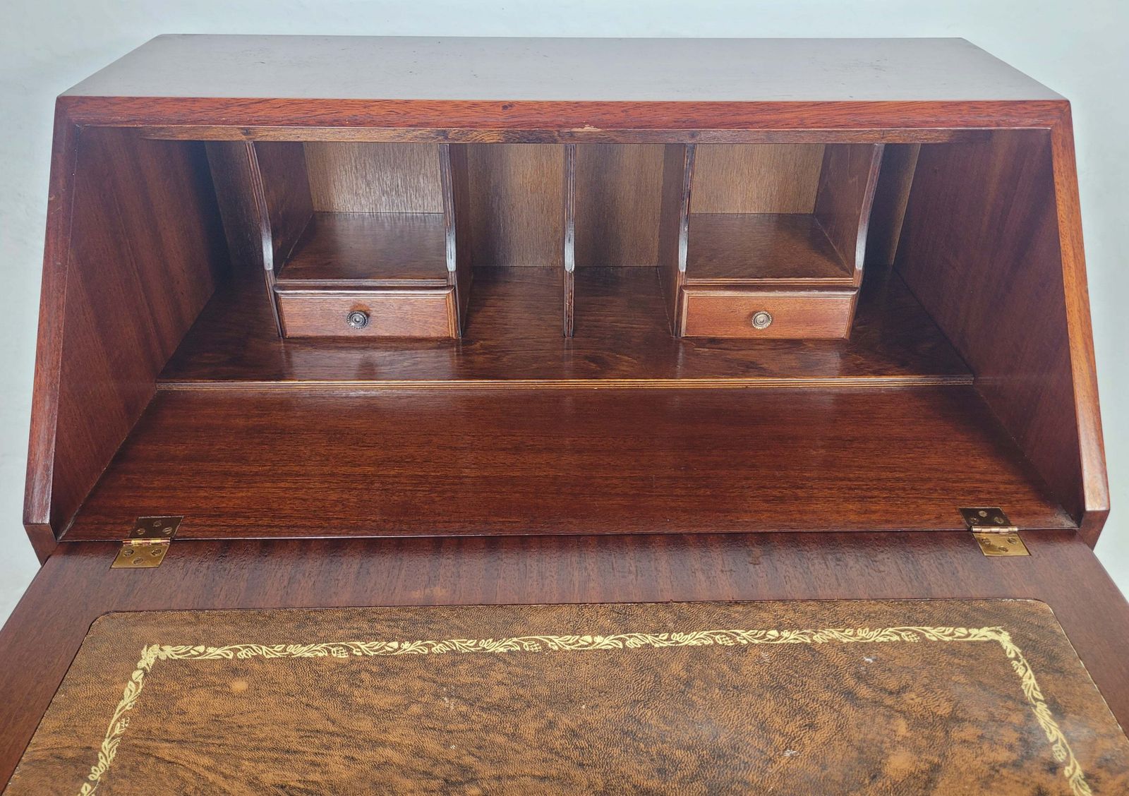 Vintage Writing Bureau Desk Lock & Key Mid Century Mahogany photo vintage