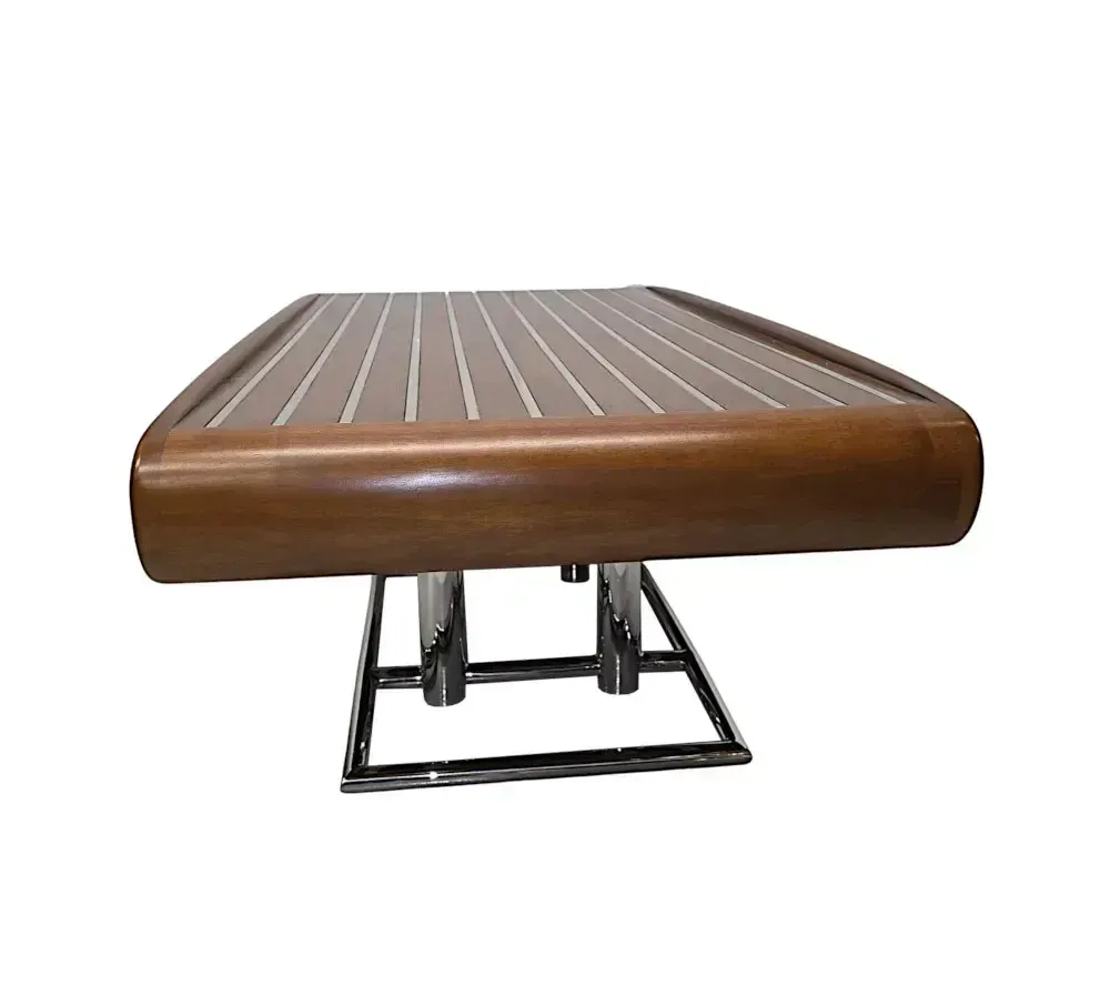 Mid-Century Design Salontafel van Walnoot en Chroom met Vier Lades photo vinterior