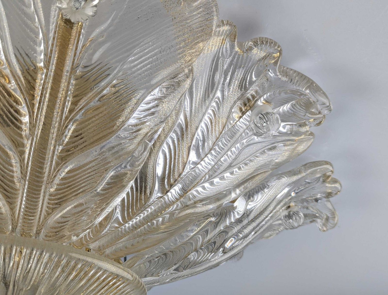 Barovier & Toso Foglia D'oro Recessed Ceiling Lamp, Murano, Italy, 1980s photo 1619.0