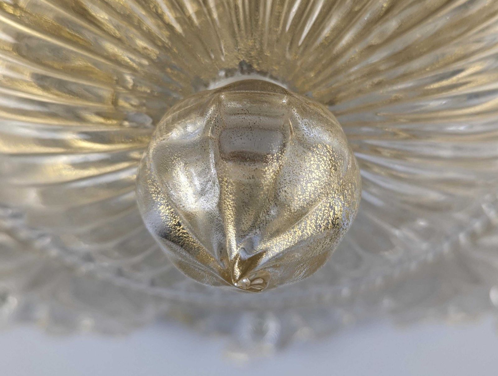 Barovier & Toso Foglia D'oro Recessed Ceiling Lamp, Murano, Italy, 1980s photo vinterior