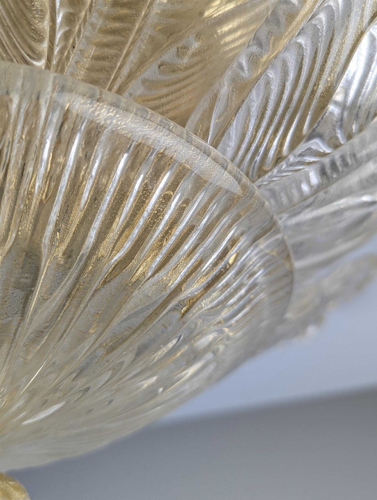 Lighting Barovier & Toso Foglia D'oro Recessed Ceiling Lamp, Murano, Italy, 1980s photo