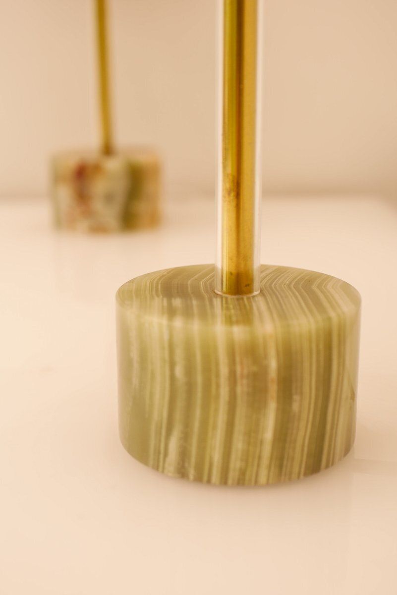 Mid-Century Modern Italiaanse tafellampen van onyx en messing, set van 2 photo 460.0