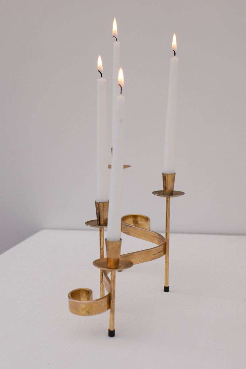 photo furniture Bougeoirs mid-century modern en métal par Gunnar Ander pour Ystad Metall, Suède, années 1960