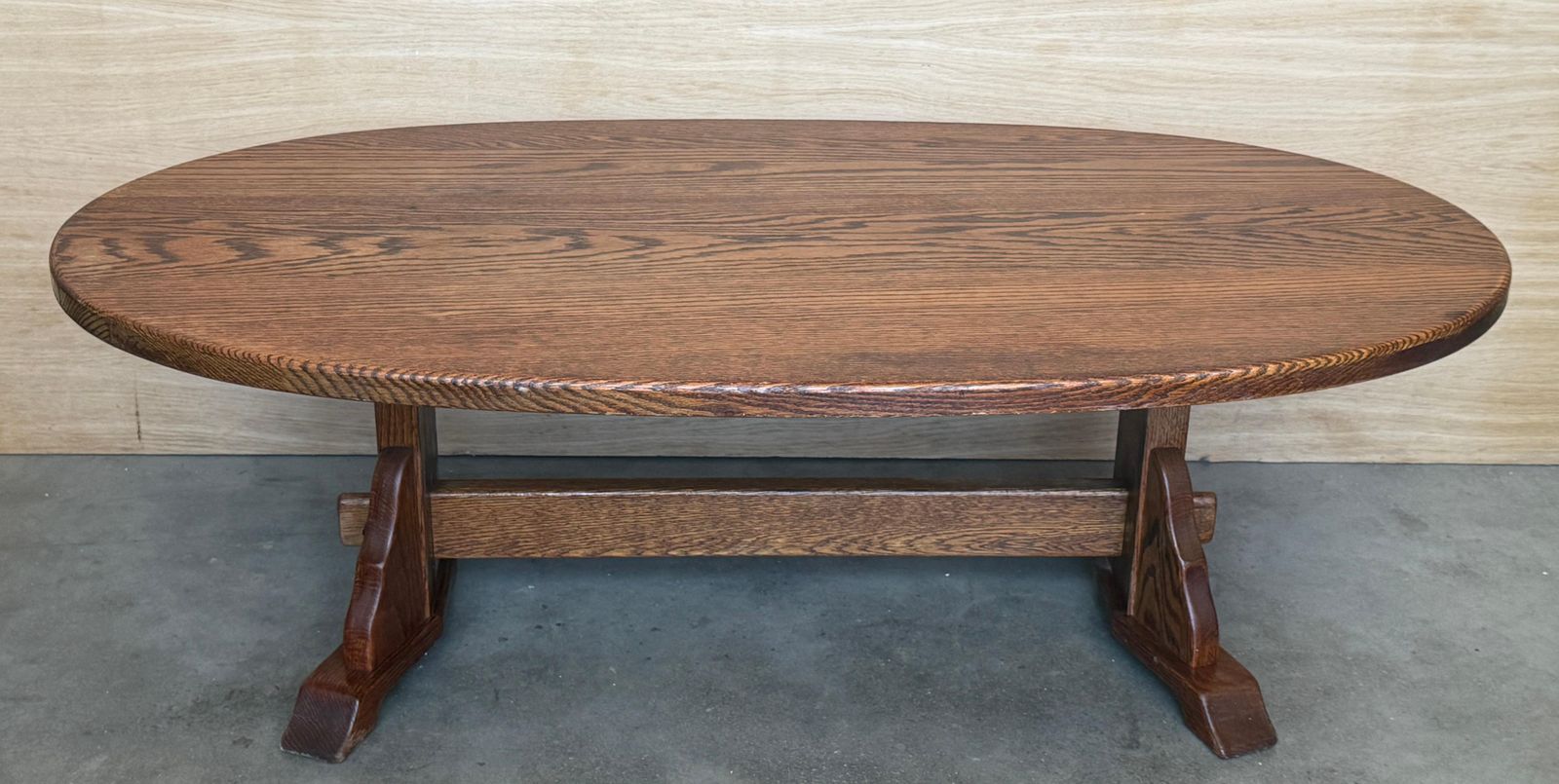 Low Oval Oak Table In Arts & Crafts Style photo for sale