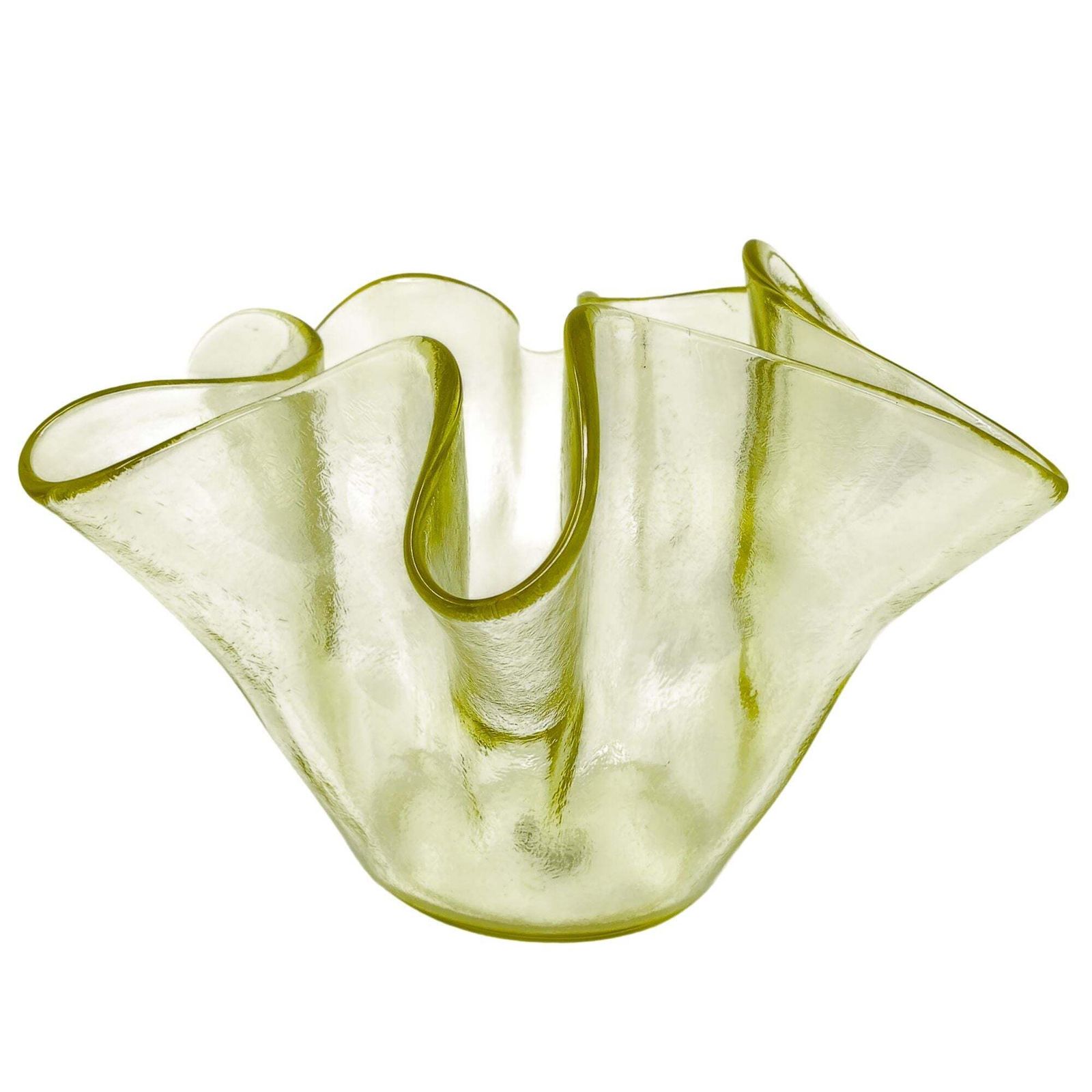 1970s Italian Murano Glass Yellow "Fazzoletto" Handkerchief Vase By Dogi