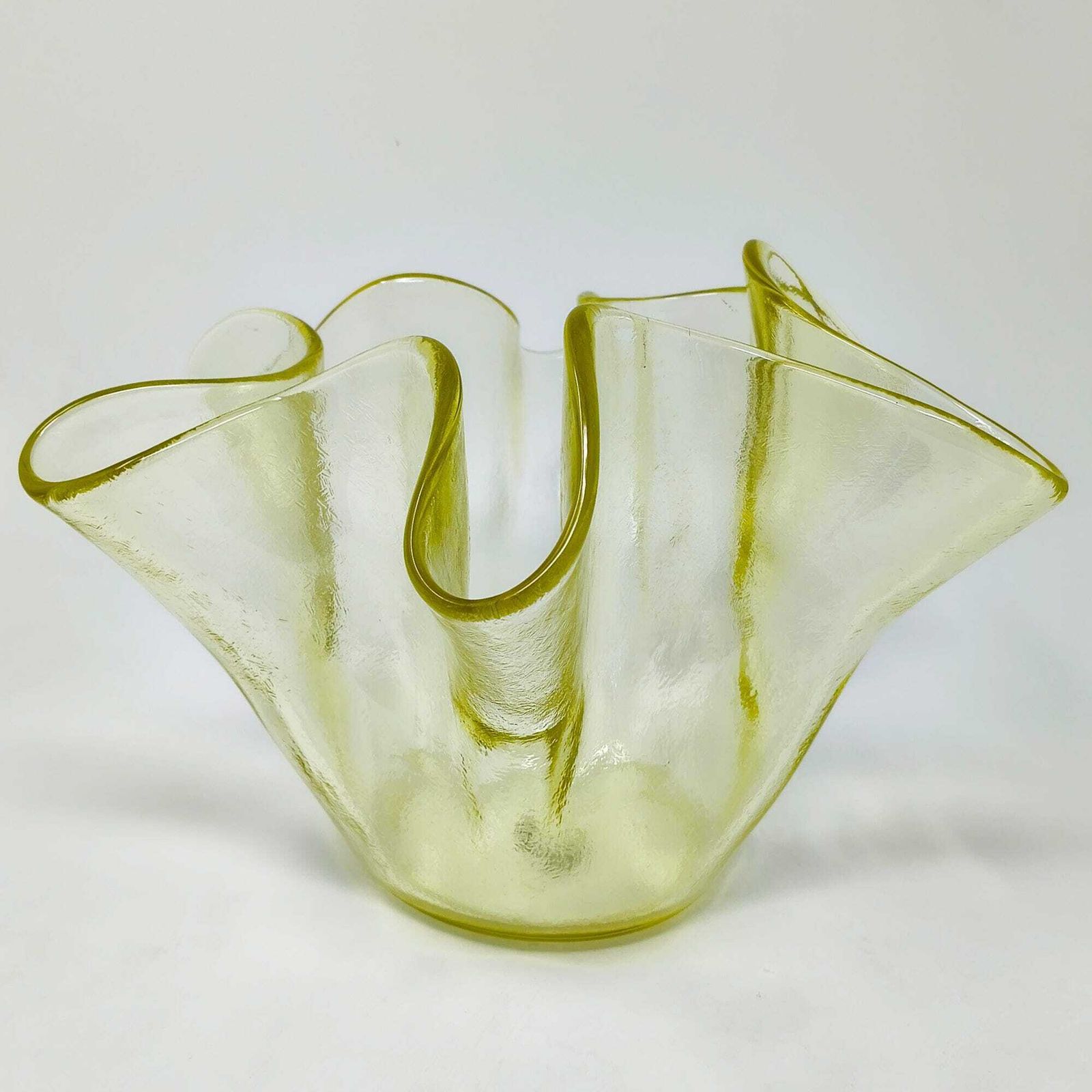 1970s Italian Murano Glass Yellow "Fazzoletto" Handkerchief Vase By Dogi photo furniture