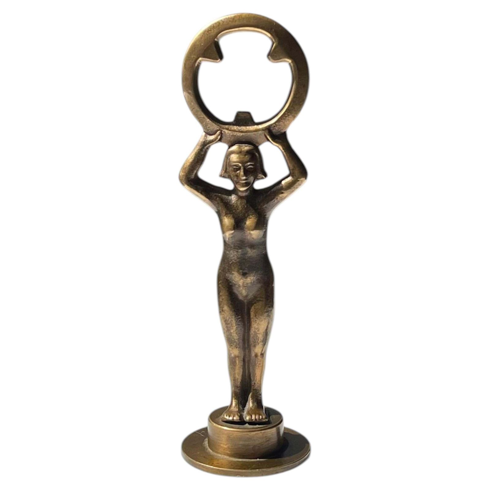 Décapsuleur Art déco en bronze, sculpture figurative, années 1930