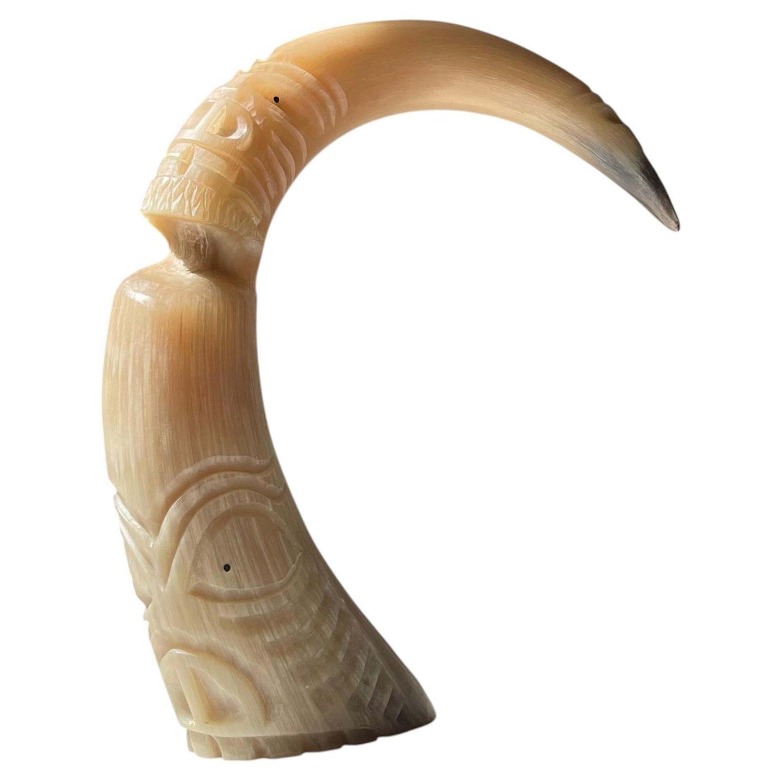 Vintage Greenlandic Tupilak In Musk Ox Horn