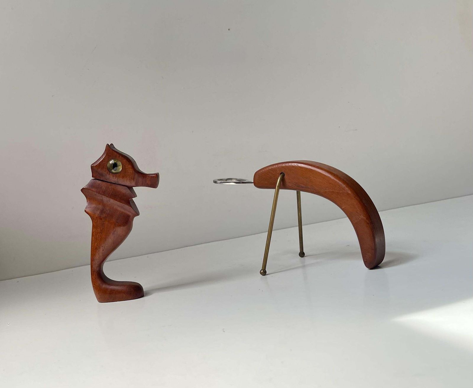 Vintage Danish Seahorse Corkscrew & Lobster Bottle Opener In Teak, 1960s photo buy