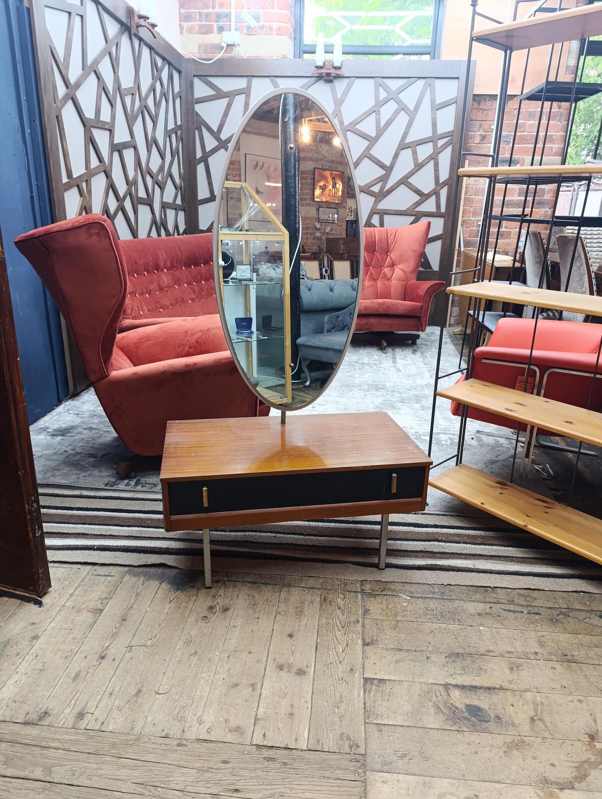 Early 1960s Lebus Dressing Table / Vanity Unit With Adjustable Oval Mirror