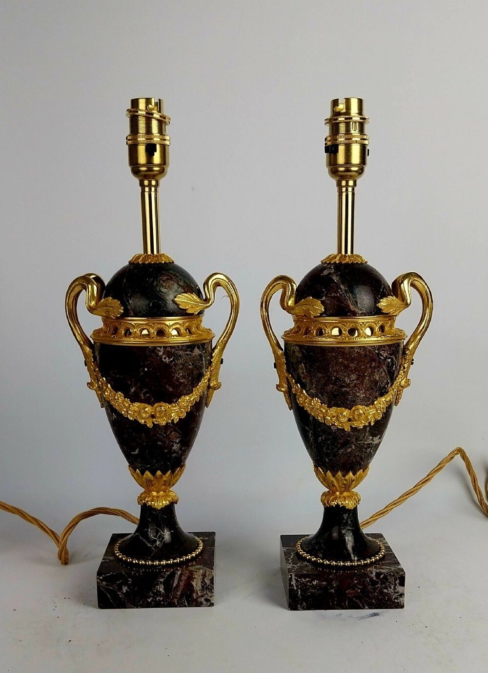 A Pair Of Late 19th Century Elegant French Marble Table Lamps With Gilt Bronze Mounts photo furniture